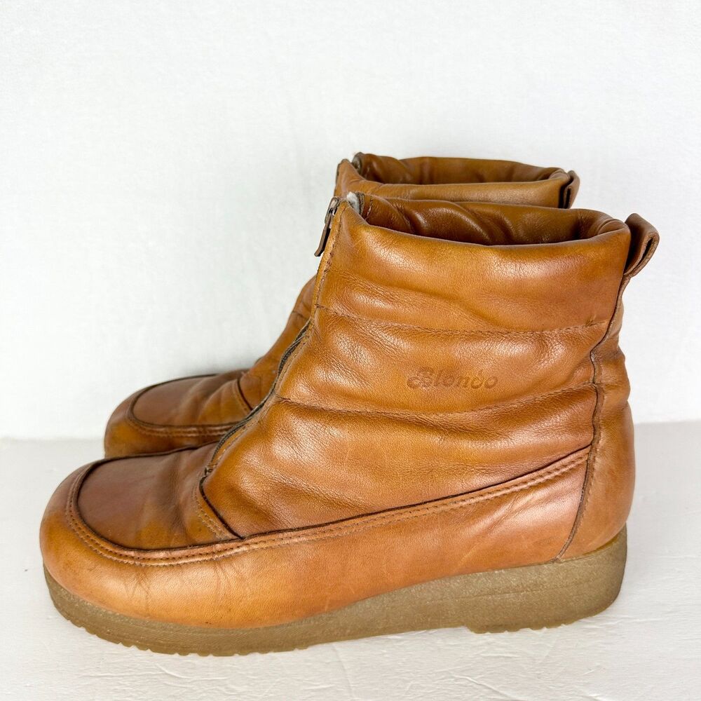 Vintage Blondo Men's Leather Zip Front Sherpa Boots Size 12 Sugarloafer Gum Sole